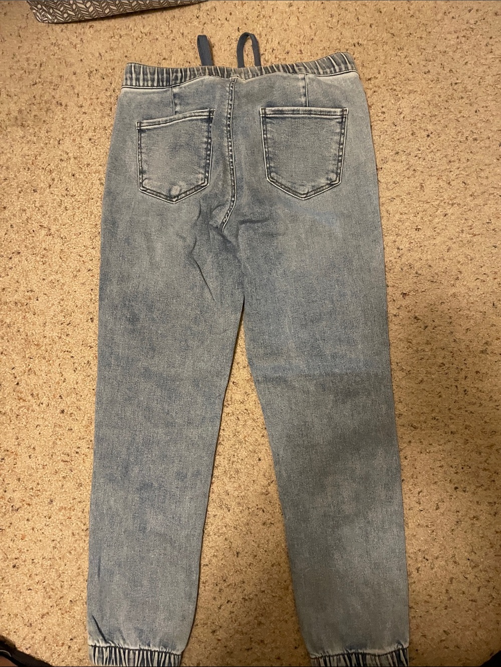Light Wash Denim Jogger Pants - Front Patch Pockets - Picture 2 of 3